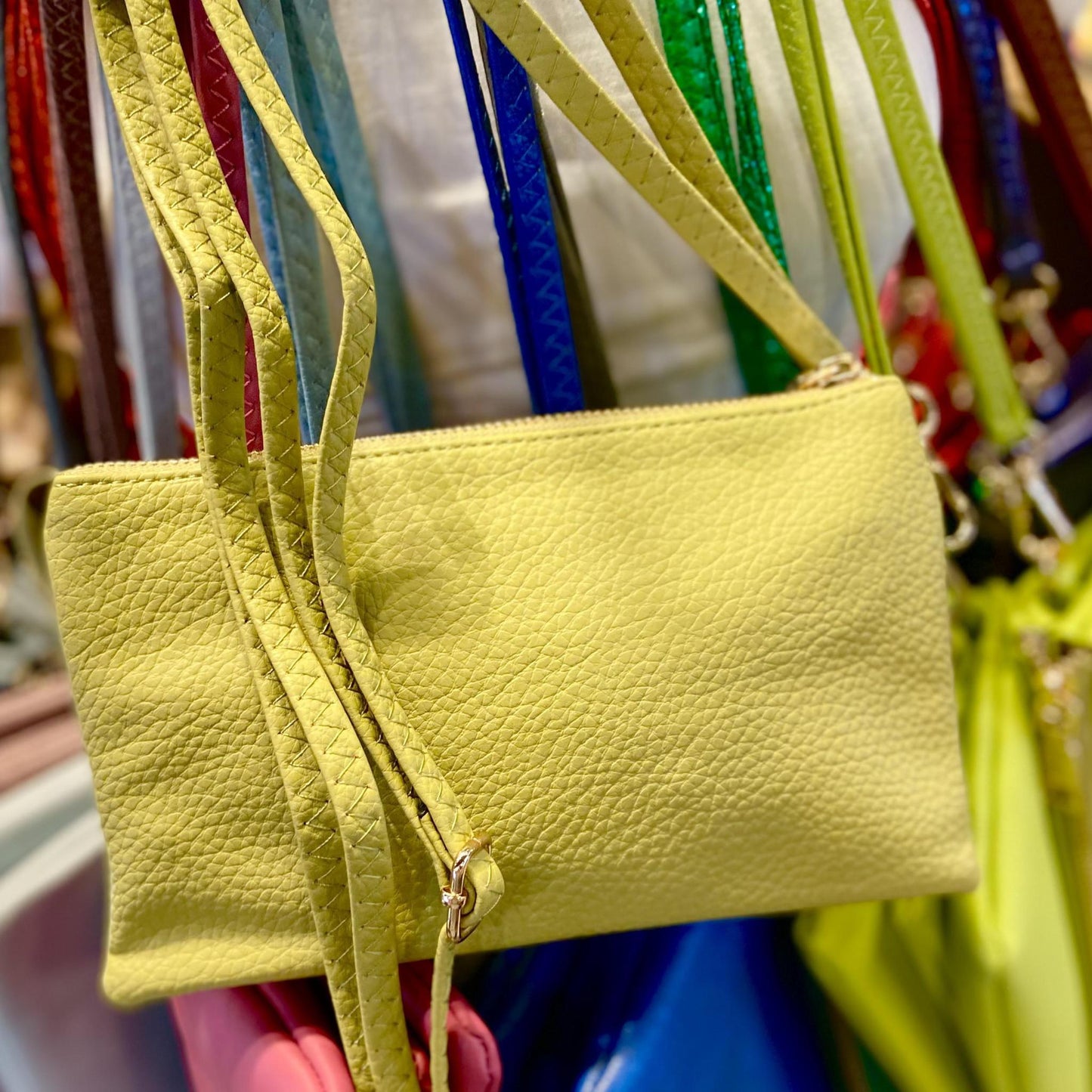 4 in 1 Handbag - Crossbody/Clutch/Wristlet - Chartreuse
