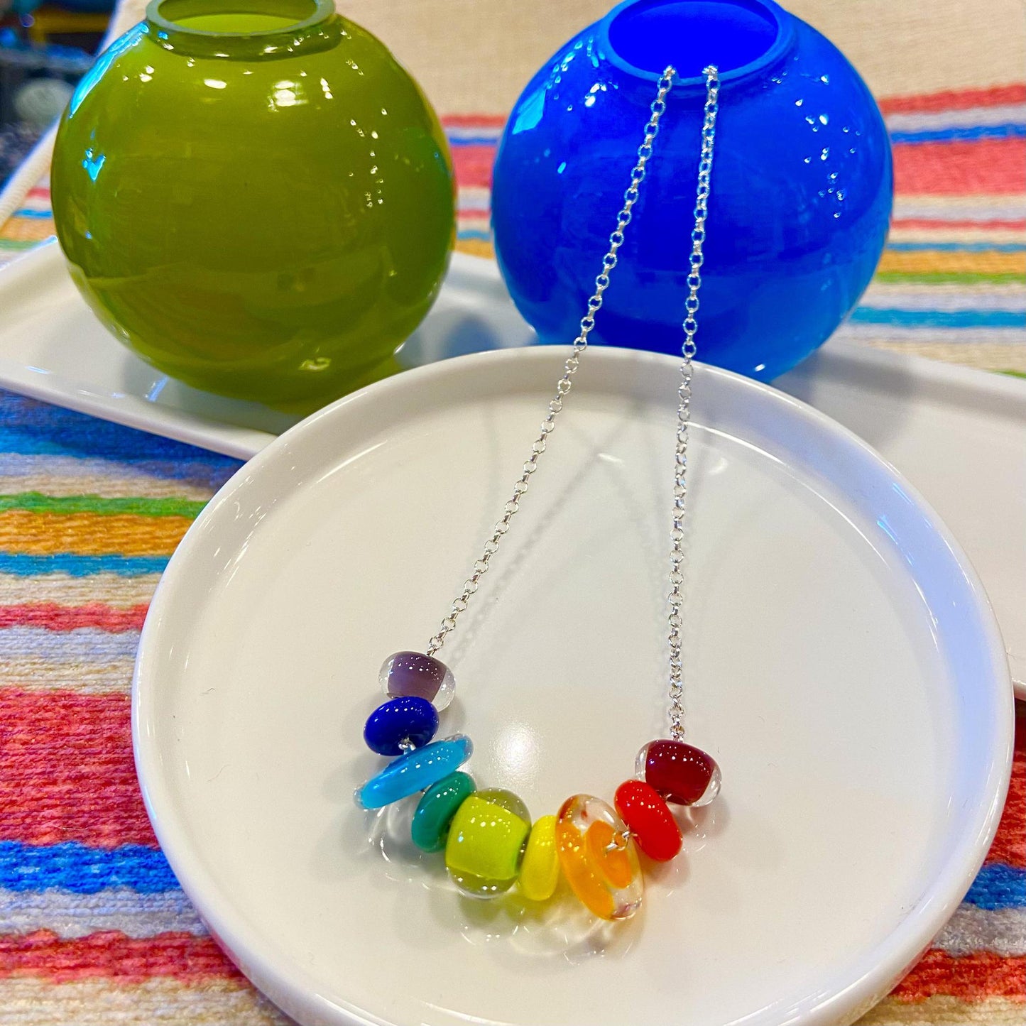 Necklace - Glass "Lifesaver" Beads - Rainbow