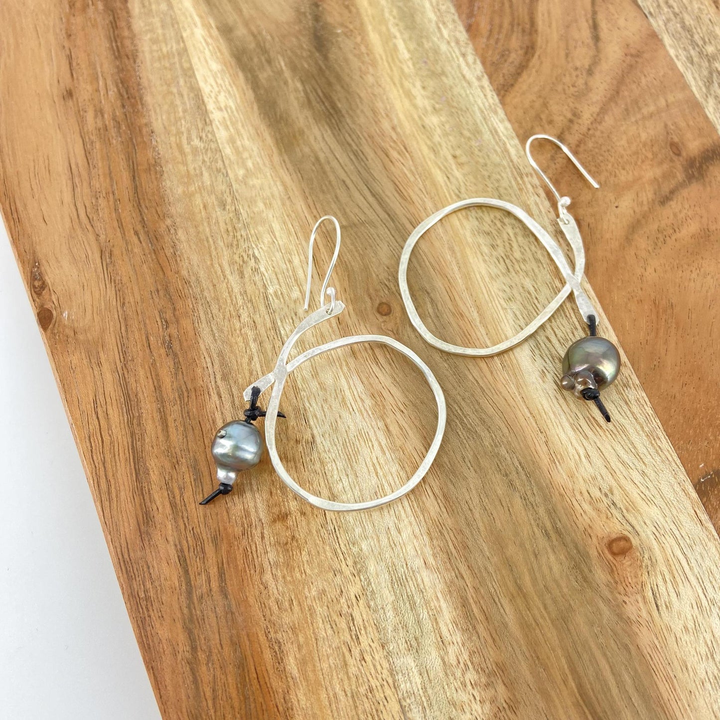 Earrings - Sterling/Pearl/Leather Originals