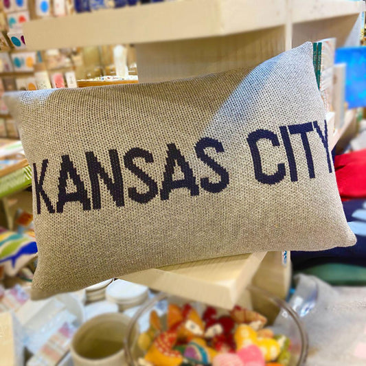Pillow - KANSAS CITY - Cotton Knit - Grey/Navy