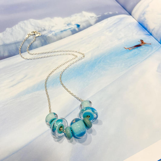 Necklace - Glass "Lifesaver" Beads - Turquoise
