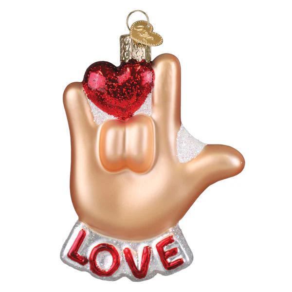 Ornament - Blown Glass - Love Sign Language
