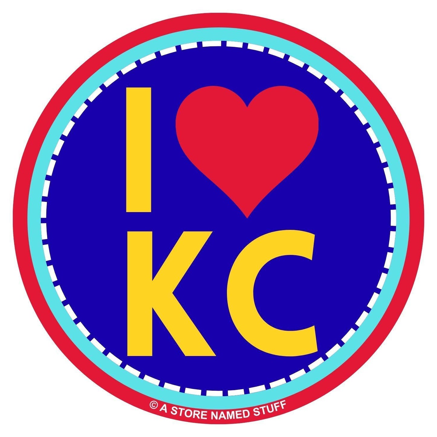 Sticker - I (heart) KC - Yellow KC on Blue