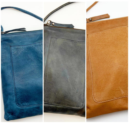 Handbag - Leather "Grab & Go" Crossbody - Charcoal