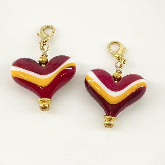 Pendant -  "Chiefs" Landscape Heart - Glass & Goldfill (Video)