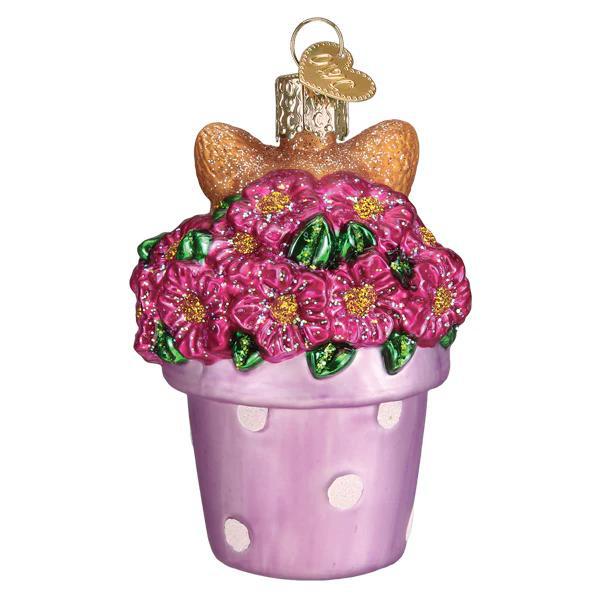 Ornament - Blown Glass - Kitten in Flower Pot