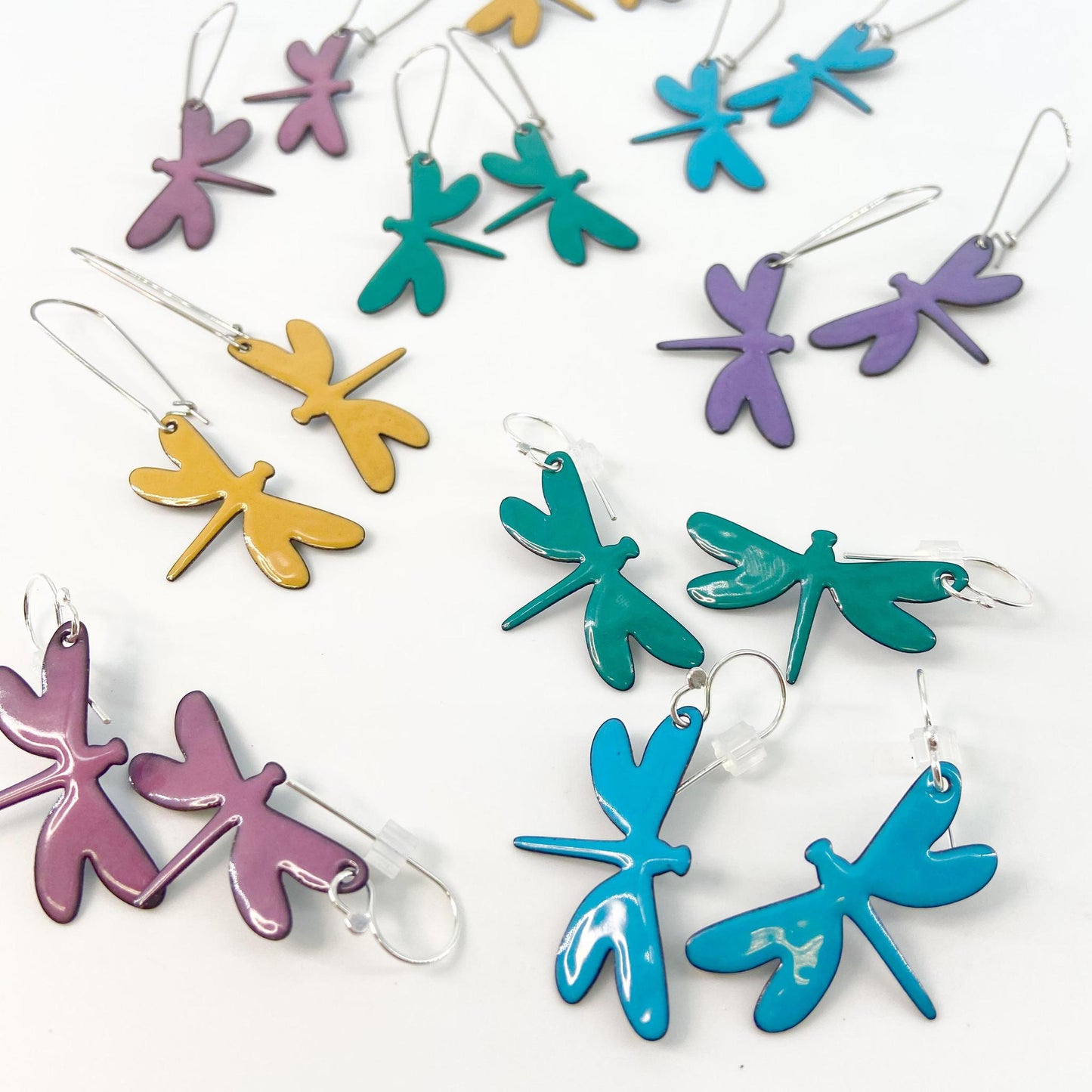 Earrings - Dragonfly - enamel on copper