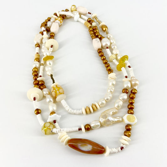 Necklace - Champagne & Pearls