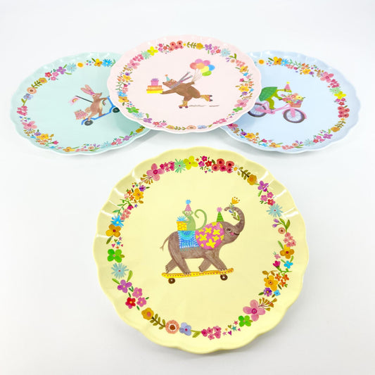 Plate - Scalloped Melamine - 9.5" Faux Ceramic - Elephant