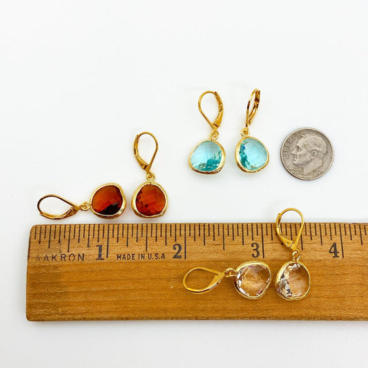 Earrings - Blue Topaz Crystal Drops - 14k Gold on Sterling