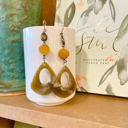 Earrings - Beaded Originals - Carved Horn Teardrops