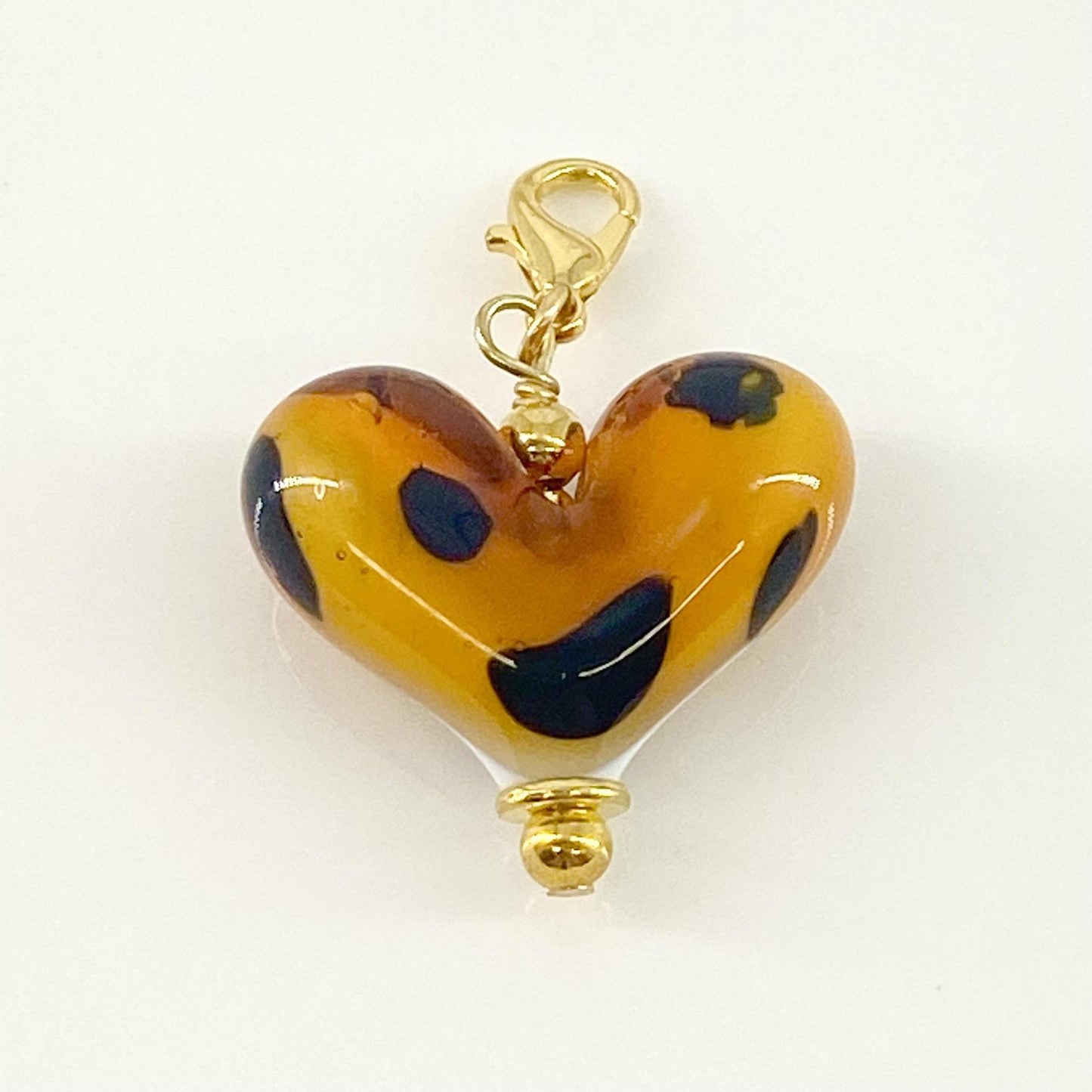 Pendant - Animal Print Heart - Glass & Goldfill (Video)
