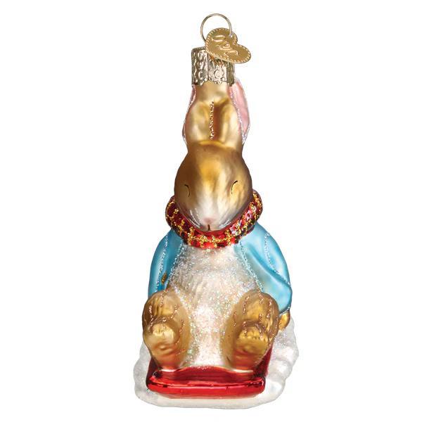 Ornament - Blown Glass - Peter Rabbit on Sled
