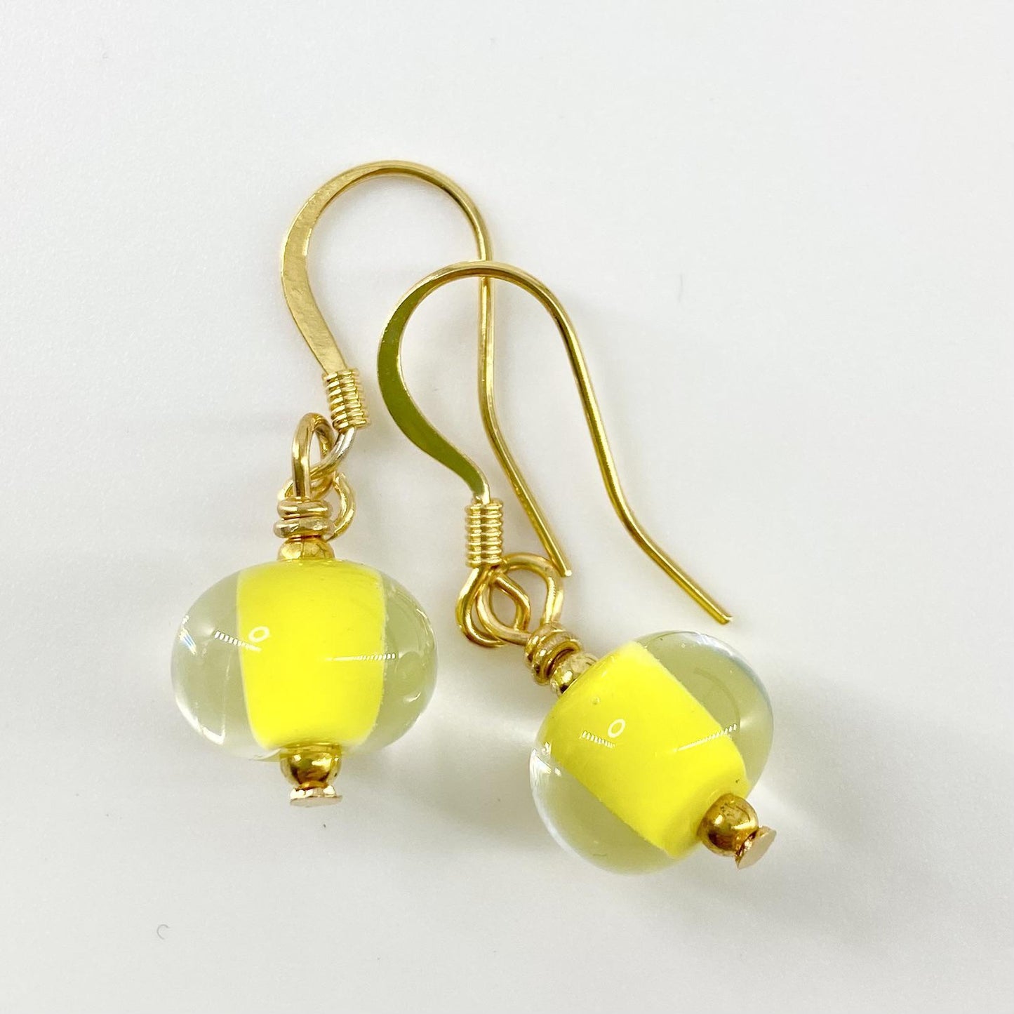 Earrings - Yellow Core - Glass & Goldfill (Video)