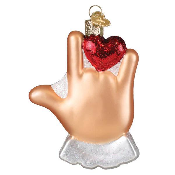 Ornament - Blown Glass - Love Sign Language