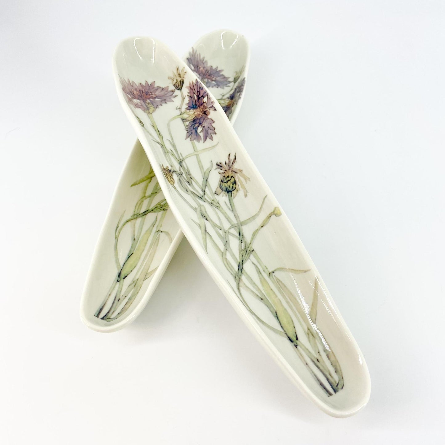 Tray - Glazed Ceramic - purple flowers