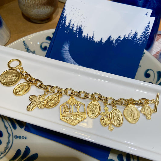 Bracelet - Gold Saints Charms - 24kt Gold Plated
