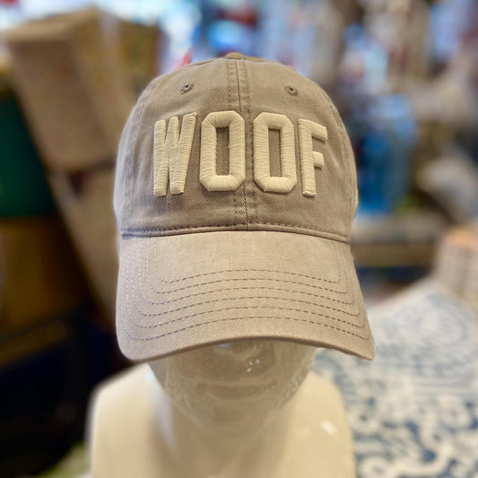 Ballcap - WOOF - Ivory on Grey