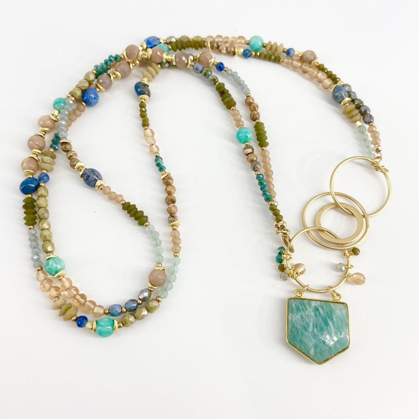 Necklace - Czech Glass/Crystal/Moonstone/Amazonite