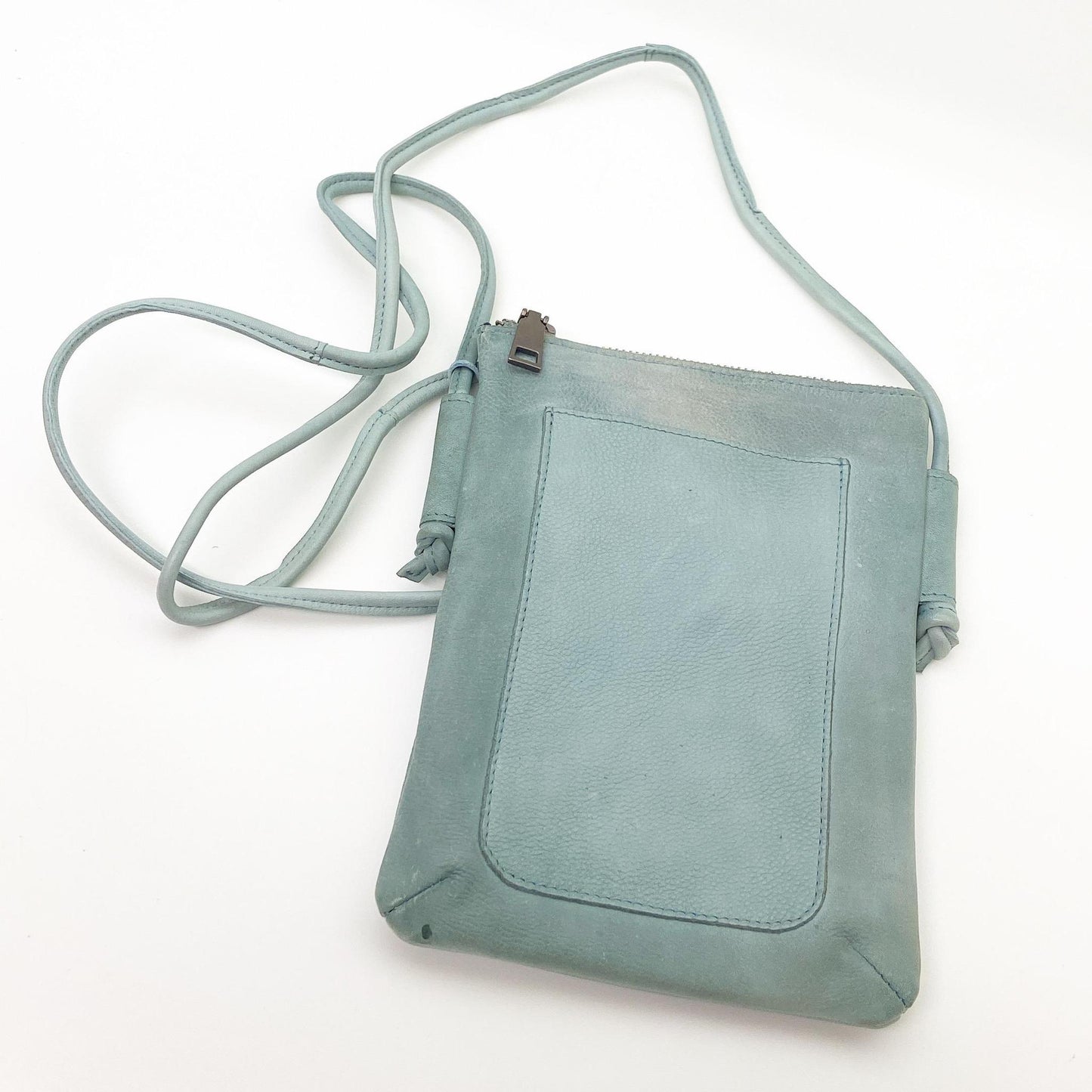 Handbag - Leather "Grab & Go" Crossbody - Sky Blue
