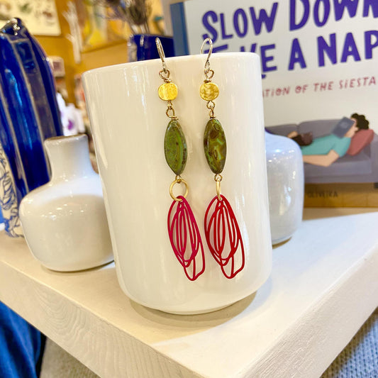 Earrings - Beaded Originals - Pink Squiggles