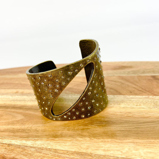 Bracelet - Black Diamond Crystals in Burnished Zinc Cuff