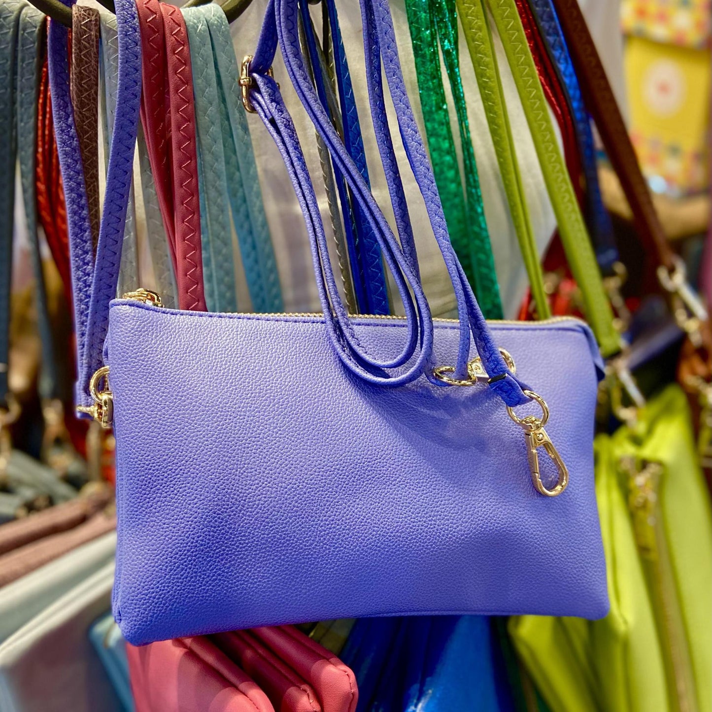 4 in 1 Handbag - Crossbody/Clutch/Wristlet - Dark Lilac