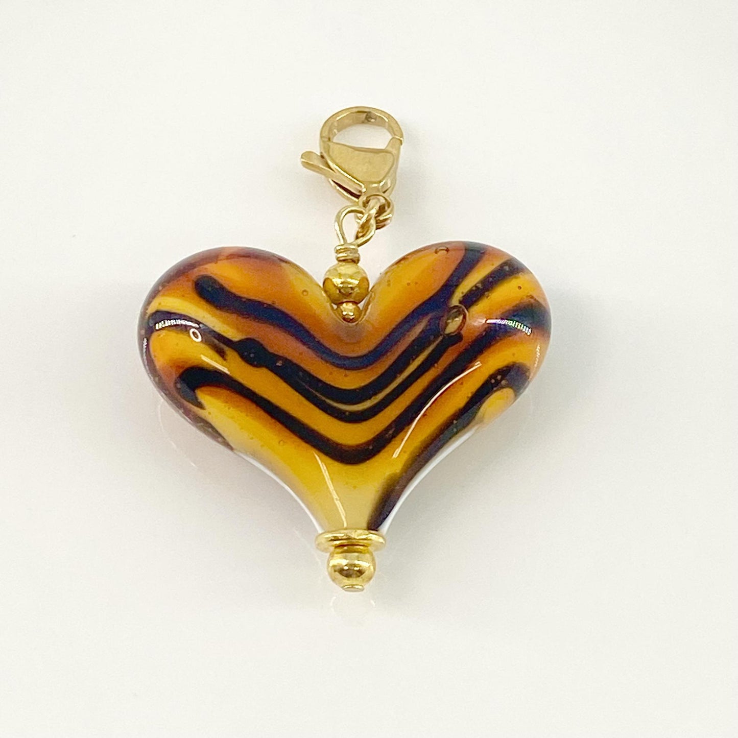 Pendant - Animal Print Heart - Glass & Goldfill (Video)