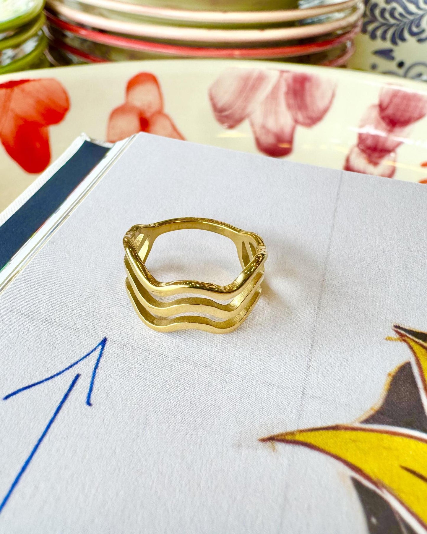 Ring - Triple Wave - Waterproof Gold