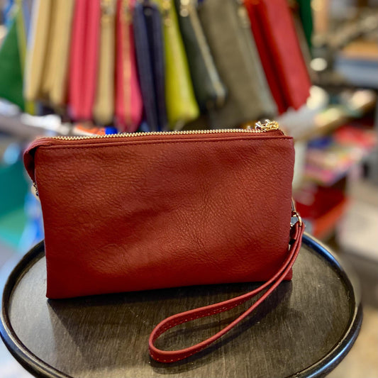 4 in 1 Handbag - Crossbody/Clutch/Wristlet - Wine