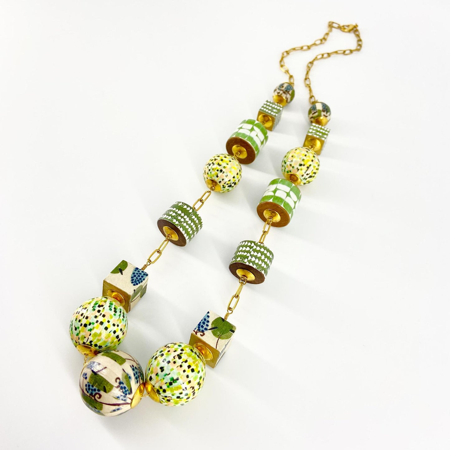 Necklace - Folk Art Linked Decoupage - Limited Edition
