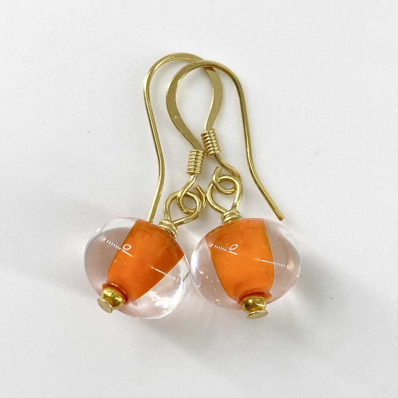 Earrings - Orange Core - Glass & Goldfill (Video)