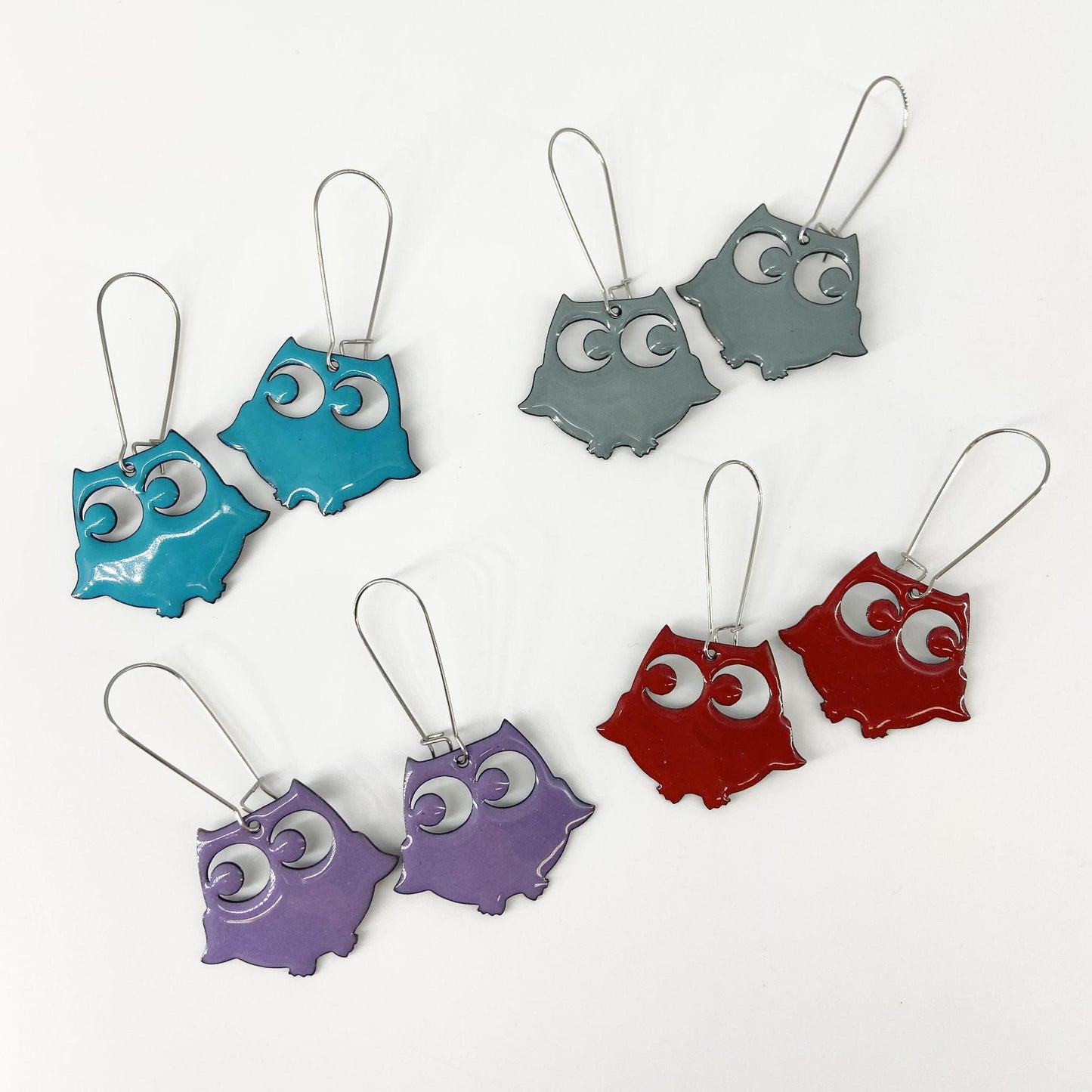 Earrings - Hootin' Owls - Enamel