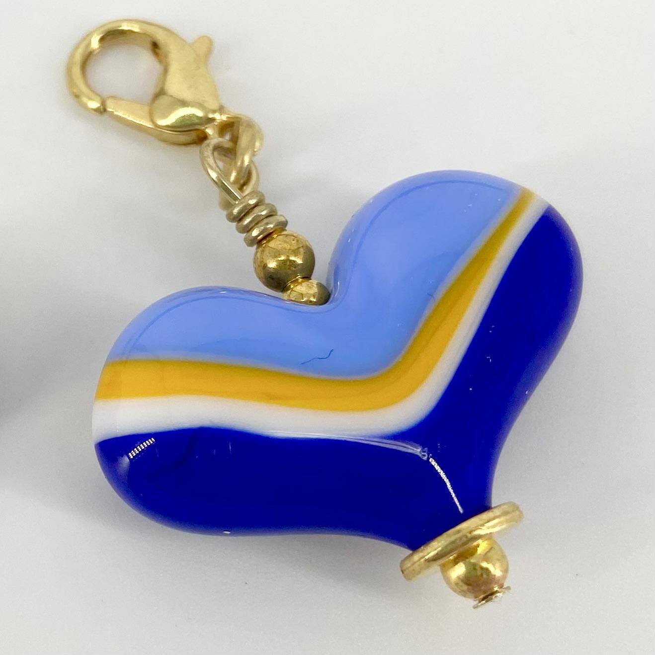 Pendant - "Royals" Landscape Heart - Glass & Goldfill (Video)