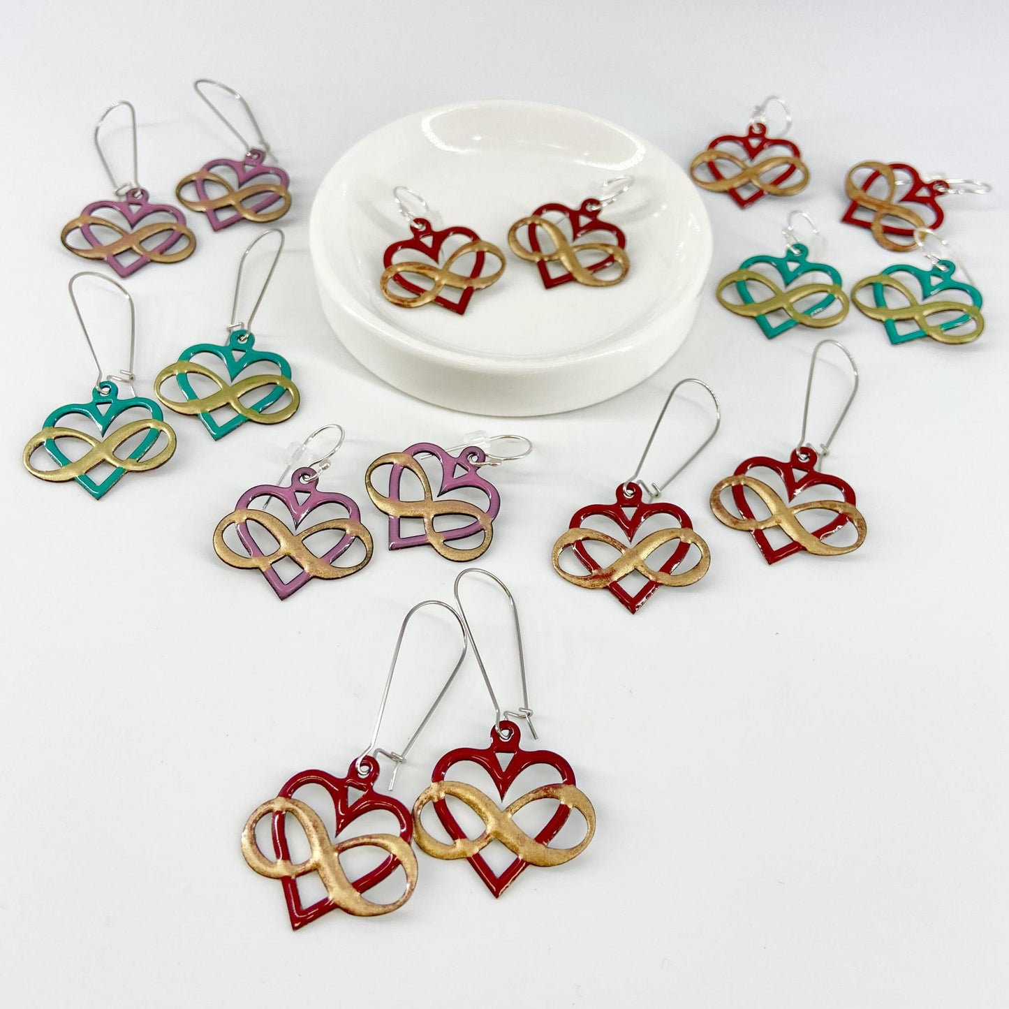 Earrings - Infinity Hearts - Enamel