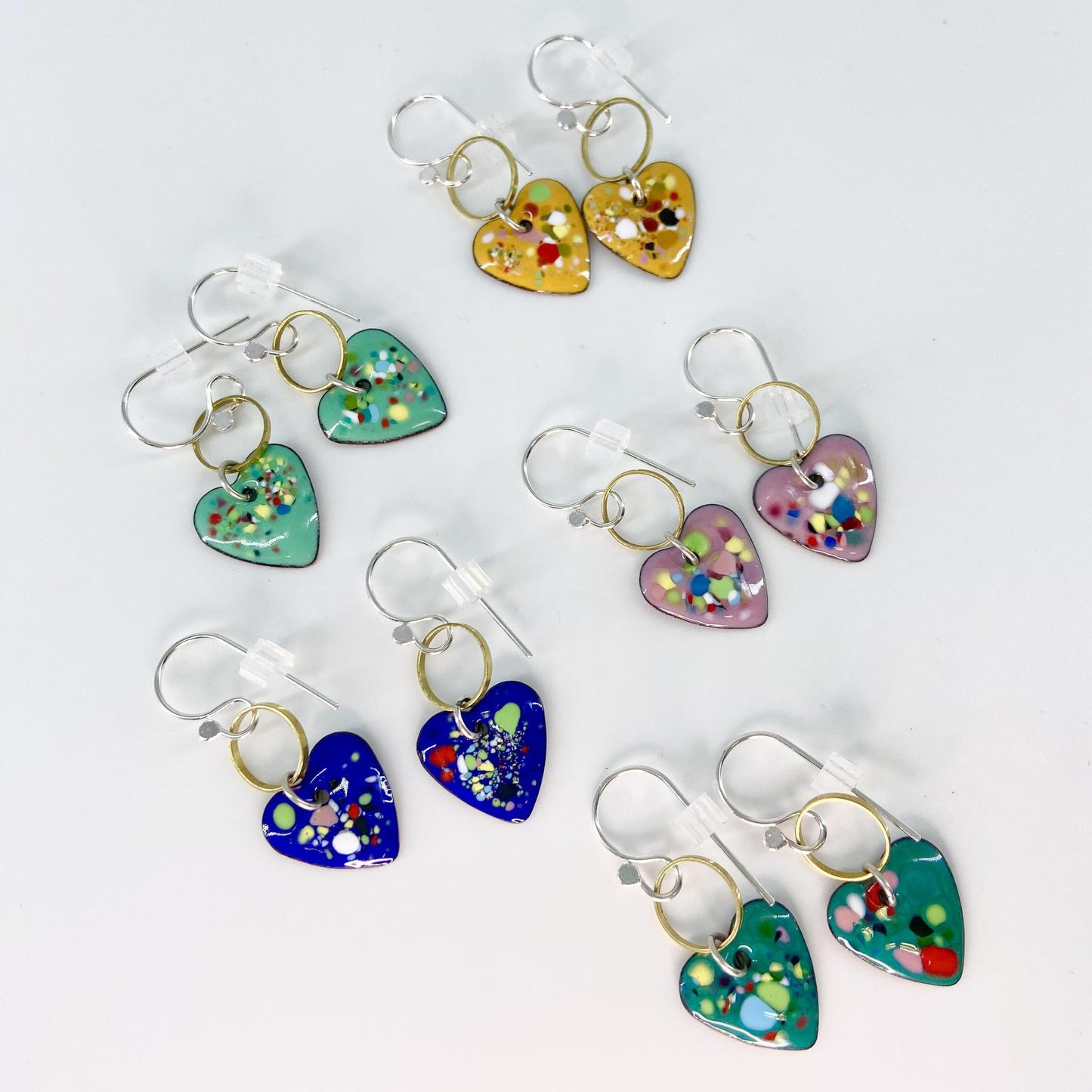 Earrings - Mini Hearts - Enamel on Copper