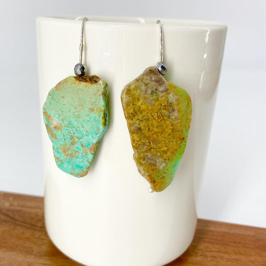 Earrings - Turquoise Slice & Sterling
