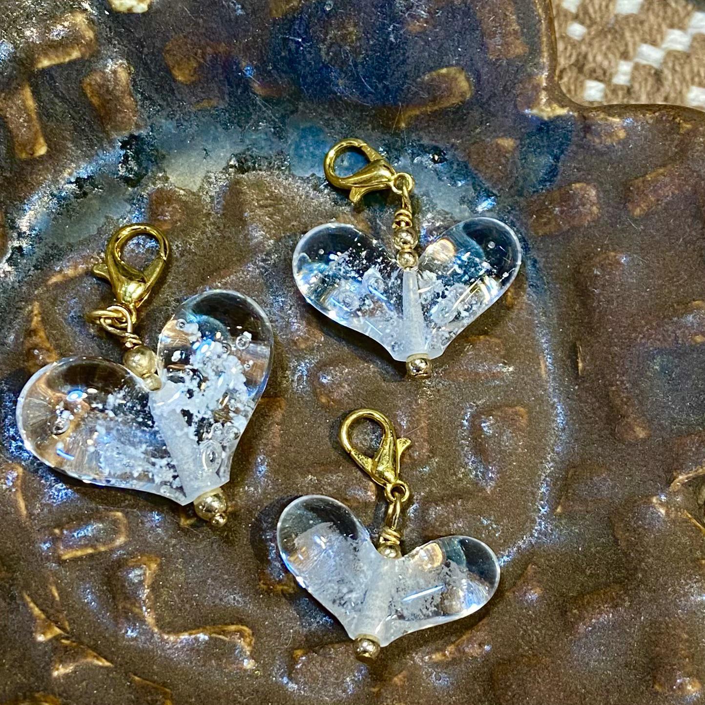 Pendant - Glow In The Dark Heart - Glass & Goldfill