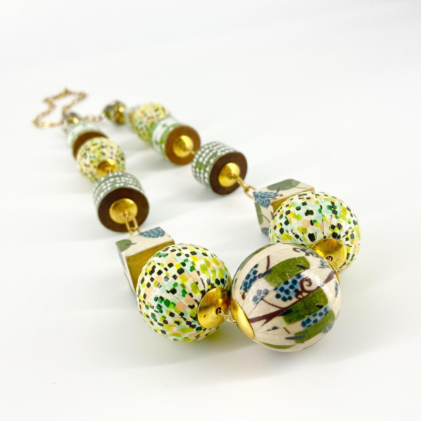 Necklace - Folk Art Linked Decoupage - Limited Edition