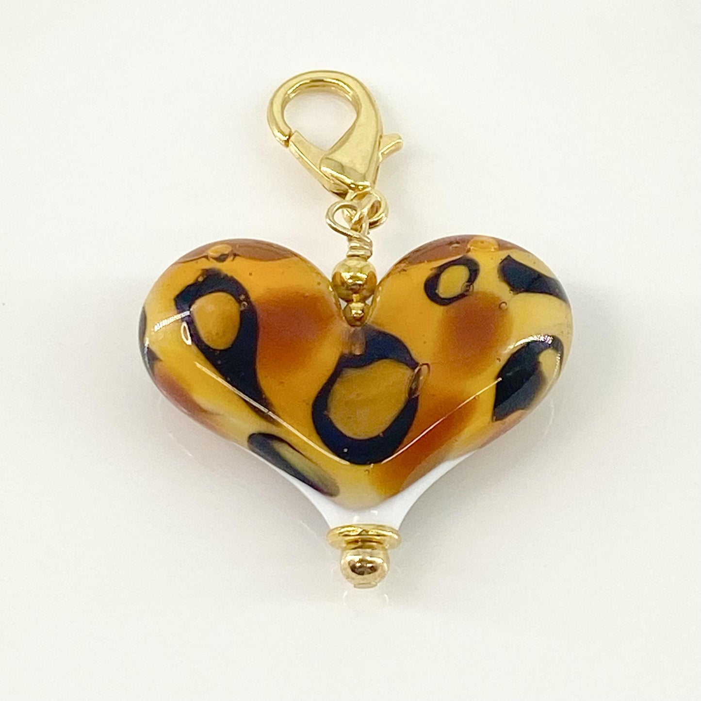 Pendant - Animal Print Heart - Glass & Goldfill (Video)