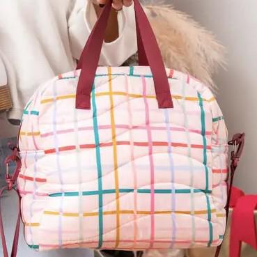Bag - Puffy Plaid - Bowling/Skater Bag Style - Recycled Materials