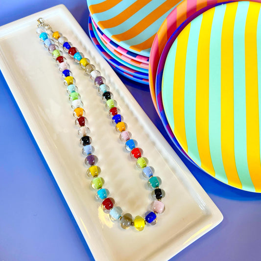 Necklace - Rainbow Glass "Pearl" - 18.5 inch