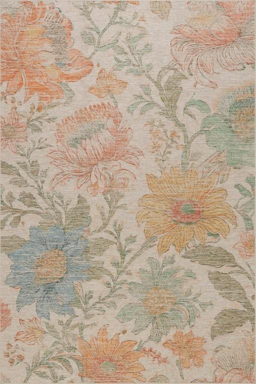 Rug - Machine Washable - Zell Transitional Floral Multi