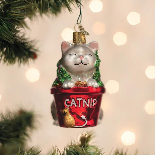 Ornament - Blown Glass - Catnip Cat