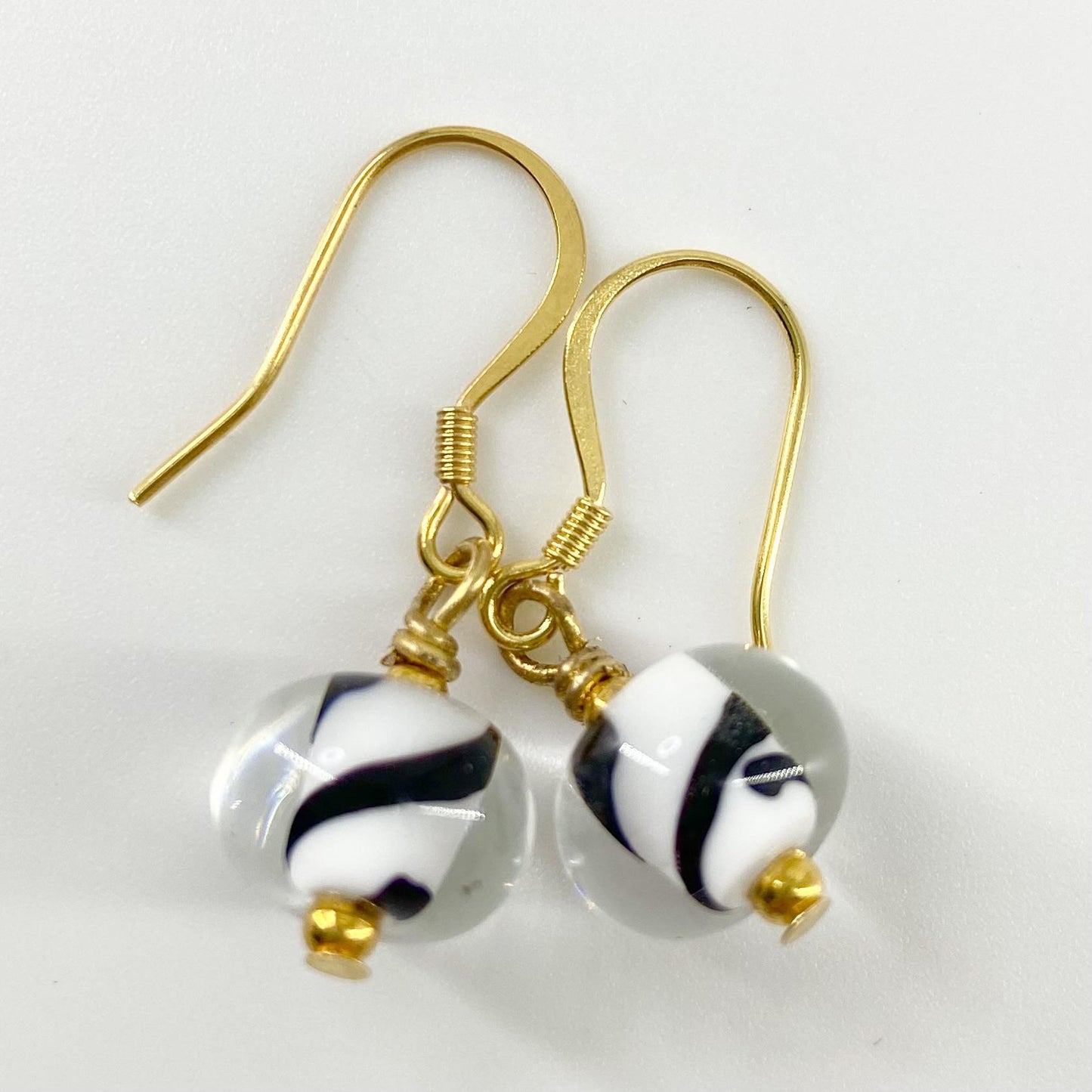 Earrings - Zebra Core - Glass & Goldfill (Video)