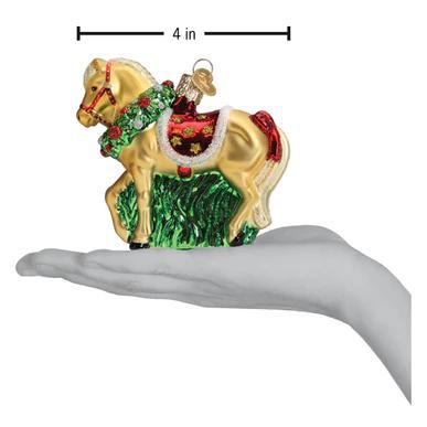Ornament - Blown Glass - Horse with Wreath