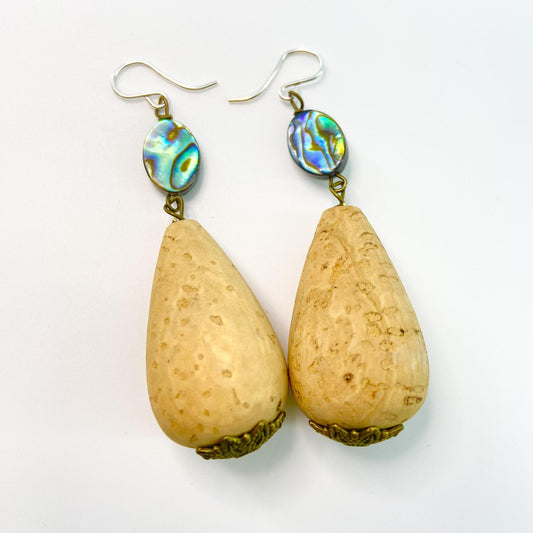 Earrings - Vintage Bead Originals - Cork Teardrops
