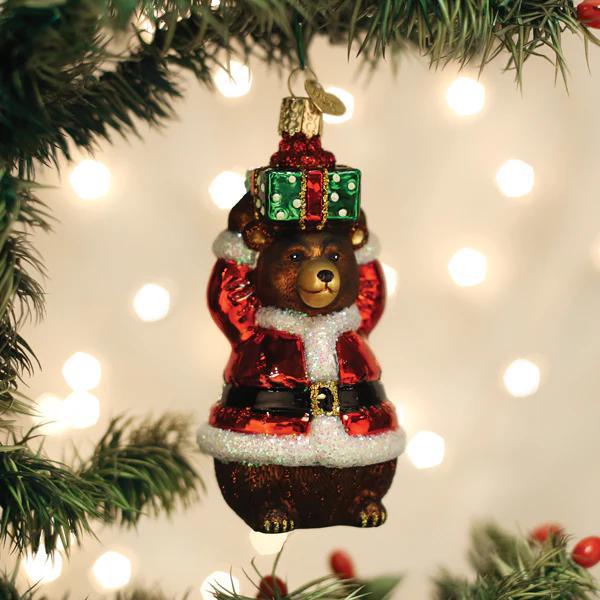 Ornament - Blown Glass - Christmas Bear