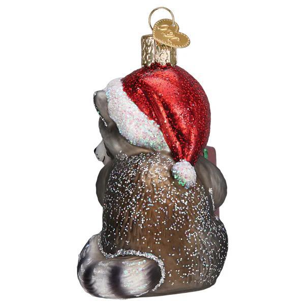 Ornament - Blown Glass - Christmas Bandit Raccoon