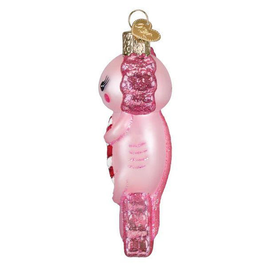 Ornament - Blown Glass - Axolotl with Candy Cane